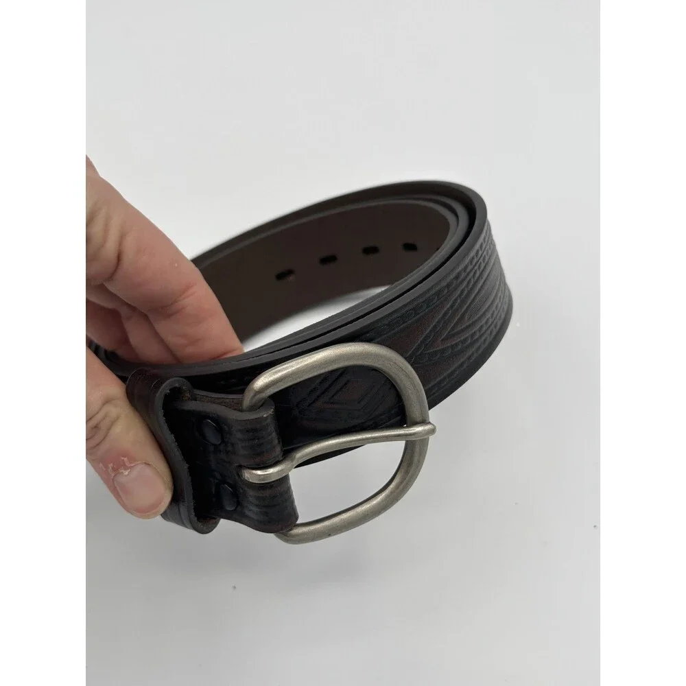 Vintage Wrangler Tooled Leather Belt Men‎ Western, Cowboy, Biker, Casual Sz 40